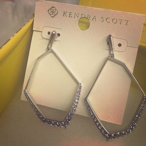 New Kendra Scott Earrings Silver Blue Rhinestones